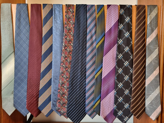 Job Lot Vintage Men's Ties. 13 Pieces. Patterned, Multicoloured, Striped, Bundle, Menswear.