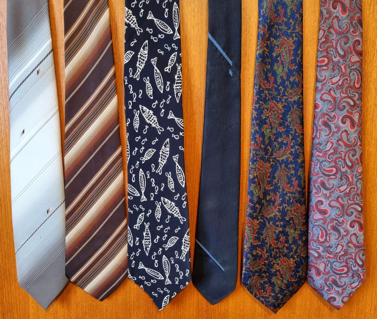 Job Lot Vintage Men's St Michael Ties. 6 Pieces. Made in the UK, Tergal, Silk, Patterned, 70s.