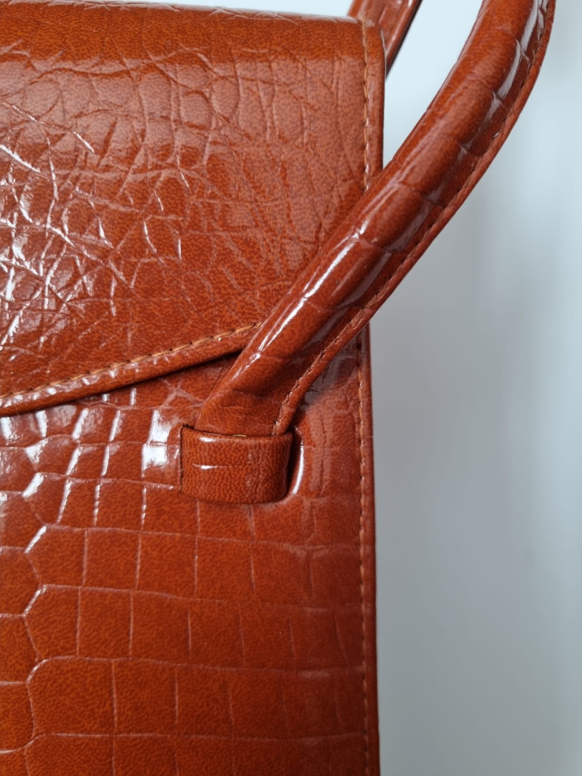 Vintage Orange Suzy Smith Statement Mock Croc Top Handle Handbag