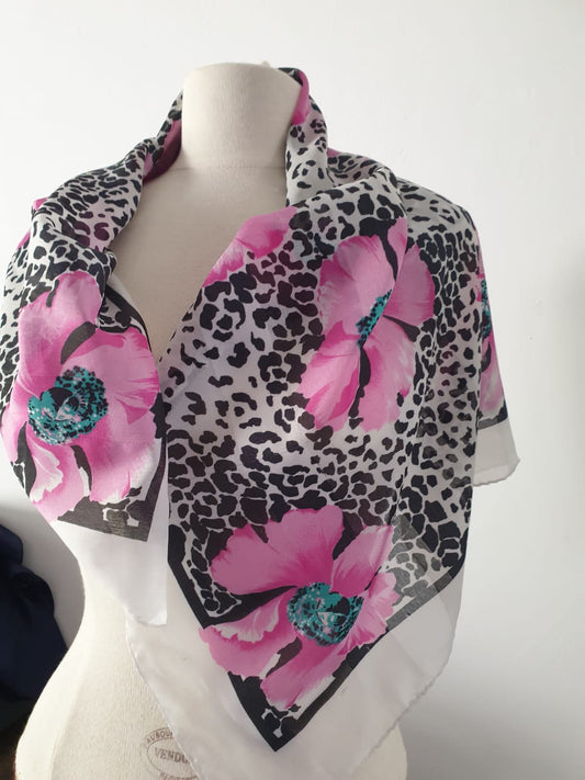 The Floral Leopard One. Vintage Scarf | Vintage Accessories | Handmade Unique Design