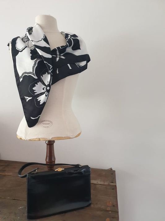 The Black and White One. Vintage Scarf | Vintage Accessories | Handmade Unique Design