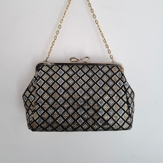 Vintage Geometric Bow Chain Handbag