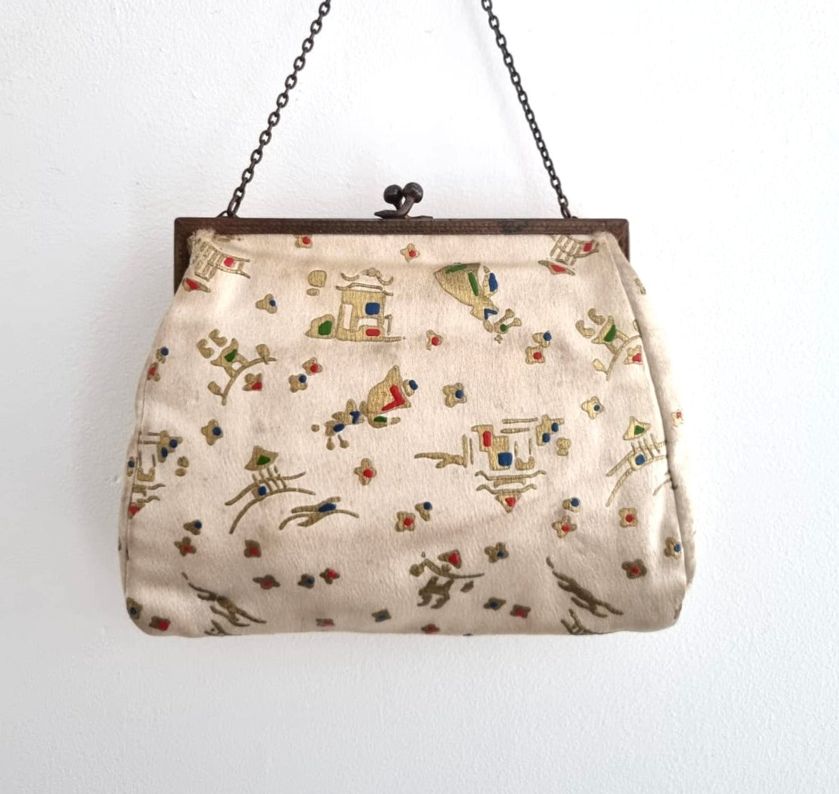 Vintage Oriential Silk Chain Handbag