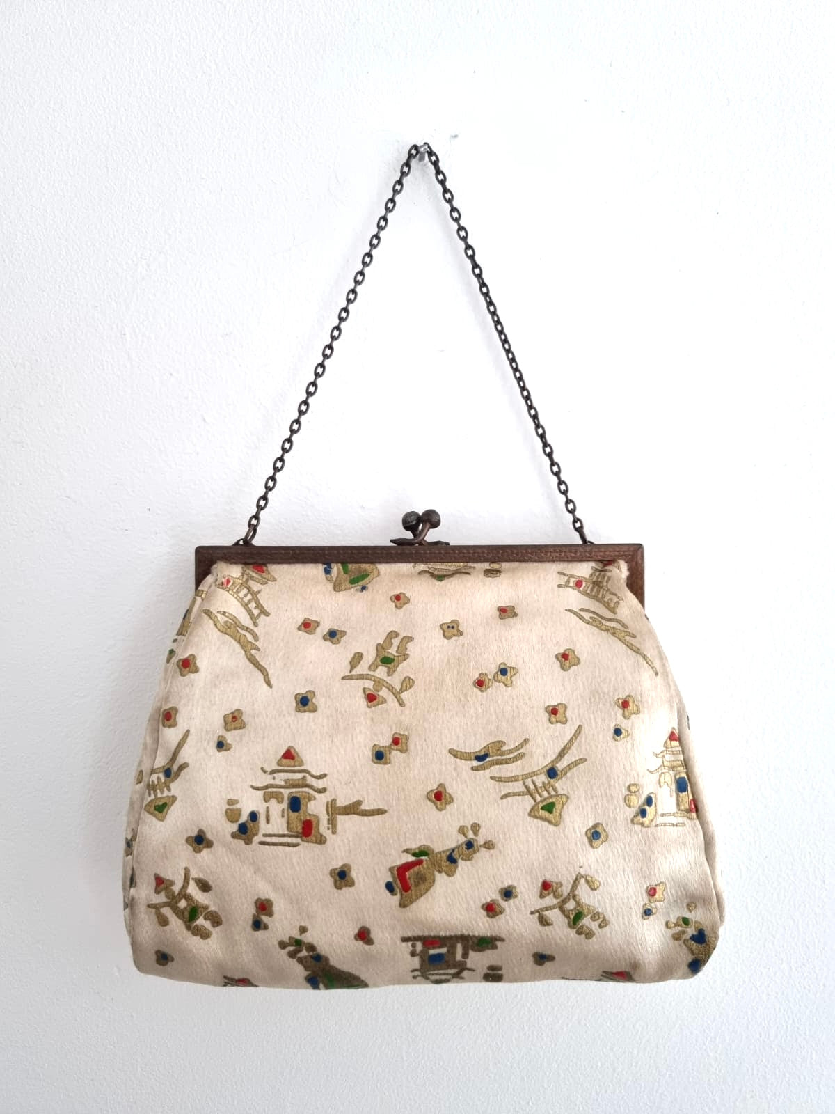 Vintage Oriential Silk Chain Handbag