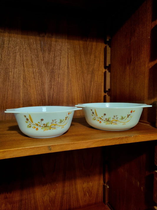 Vintage 2x St Michael Harvest Pyrex Casserole Dishes