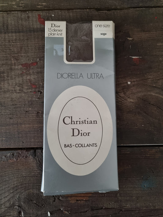 Vintage Dior 15 Denier Sheer Diorella Ultra Tights Sage/Brown Grey